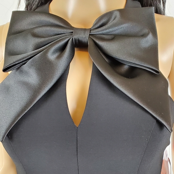 Xscape Bow front keyhole halter neck black dress s - Picture 4 of 8